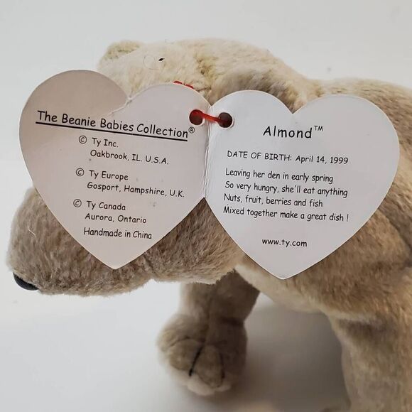 Ty Beanie Baby ALMOND Stuffed Animal Toy - Picture 5 of 5